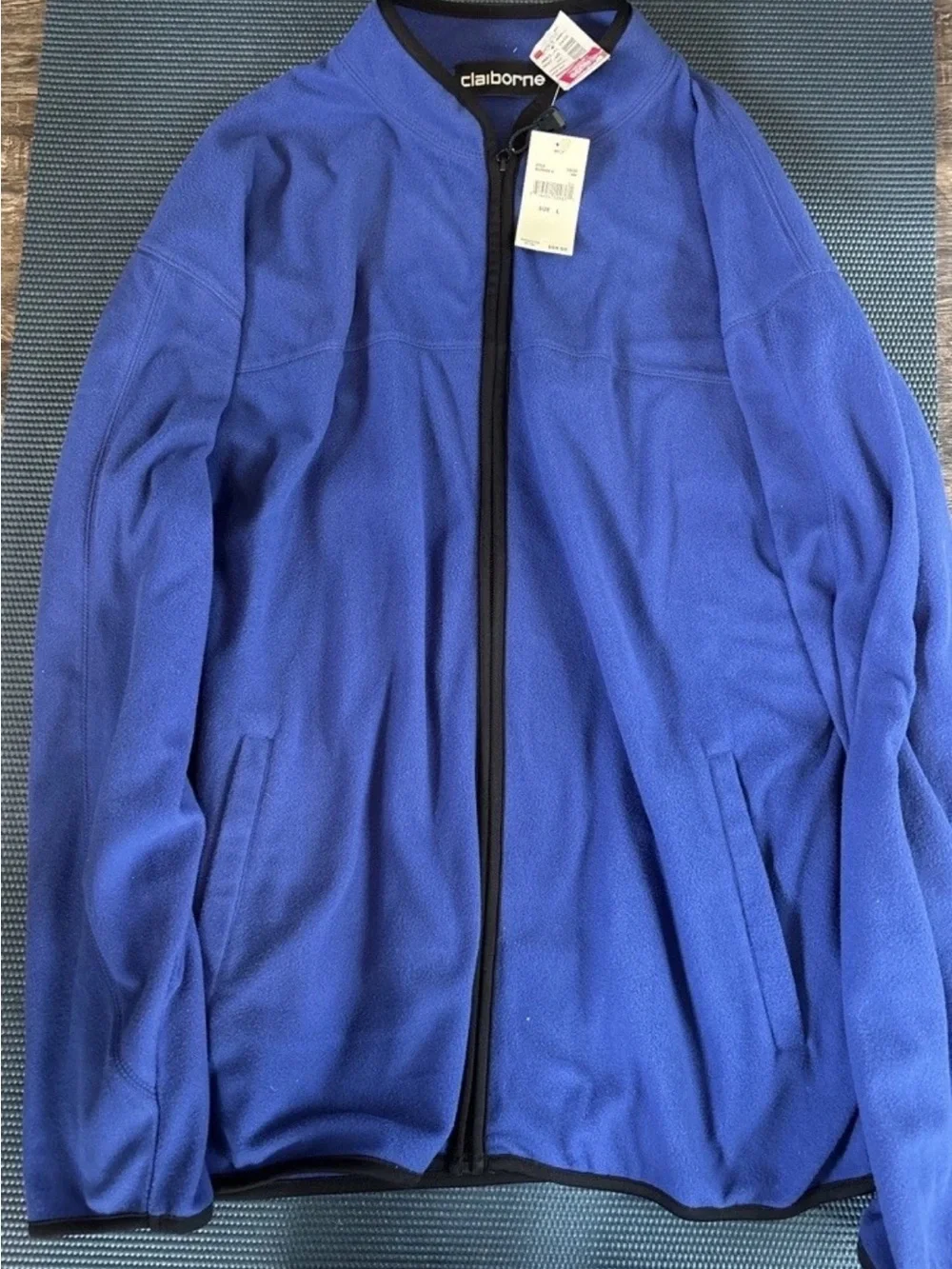 Claiborne Royal Blue Fleece Jacket with Black Trim